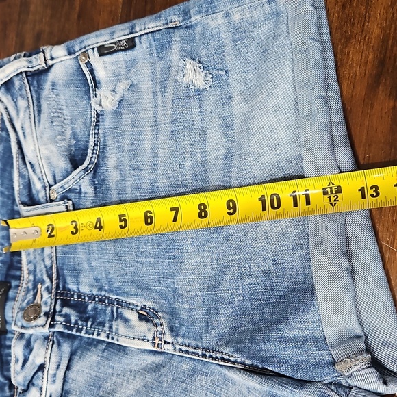 Silver Jeans Blue Jean Shorts Mid-Rise Distressed - Picture 3 of 9